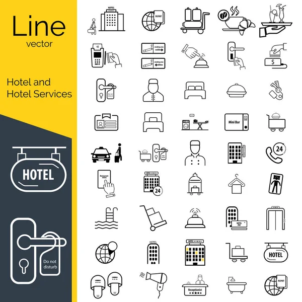 Set Hotel Hotel Service Line Icon Vector Web Icons — Stockvektor