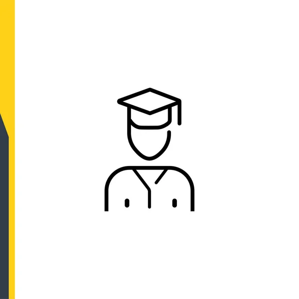 University Graduate Student Silhouette Varsity Hat Web Design Vector Line — Vector de stock