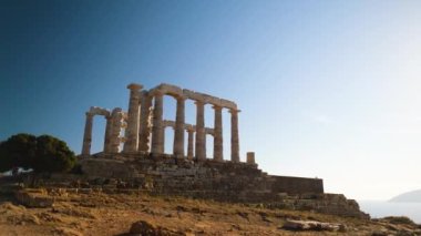 Tourist attractions of Greece, Acropolis. The ruins of the ancient pillars of Athens in the Greek capital. Historical building, popular with tourists and travelers. General plan of the building. HD