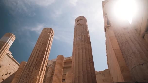 Τουριστικά Αξιοθέατα Της Ελλάδας Ακρόπολη Ερείπια Των Αρχαίων Πυλώνων Της — Αρχείο Βίντεο