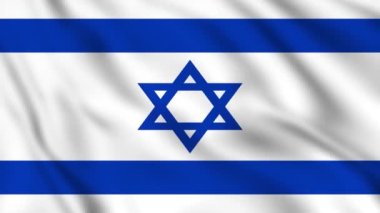 İsrail bayrağı geliştiriyor. İsrail bayrağı, 4k yakın plan.