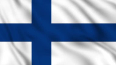 Finlandiya bayrağı sallıyor. Finlandiya bayrağı, 4k yakın plan
