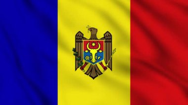 Moldova bayrağı sallıyor. Moldova ulusal bayrağı, 4k yakın plan
