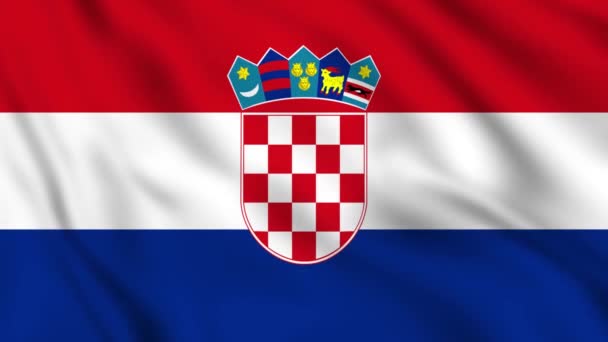 Kroatië Zwaait Met Vlag Kroatie Nationale Vlag Close — Stockvideo