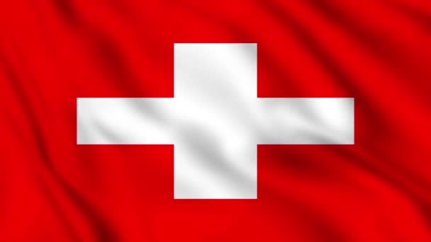 スイスの旗を振って スイス国旗4Kクローズアップ — ストック動画