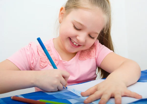 Retrato de menina desenho com lápis — Fotografia de Stock