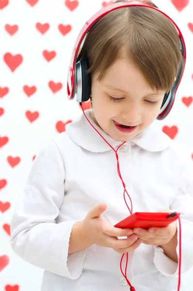 Kid listening to the music — Stock Photo, Image