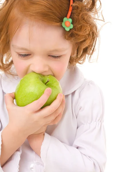 Niño con manzanas —  Fotos de Stock