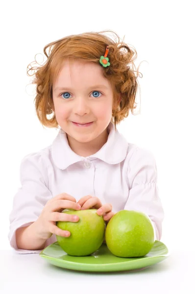 Kid with apples — Stock Photo, Image