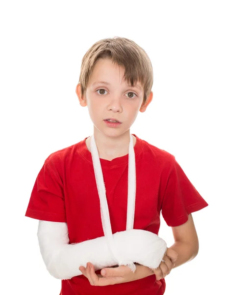 Jongen met een gebroken arm — Stockfoto