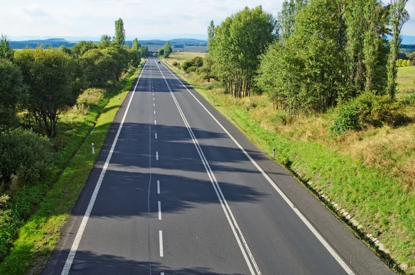 An empty road lined with trees in the landscape — Stock Photo, Image