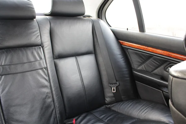 Rear black colour leather vehicle seats — Stock Photo, Image