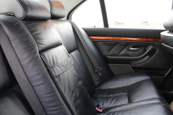 Rear black colour leather vehicle seats — Stock Photo, Image