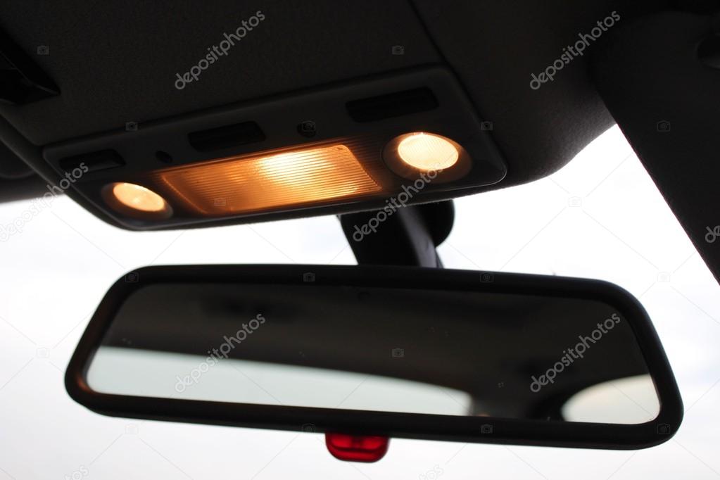 Car rearview mirror with indoors lights