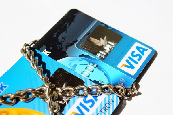 Idea di concetto di carte di credito bloccate — Foto Stock