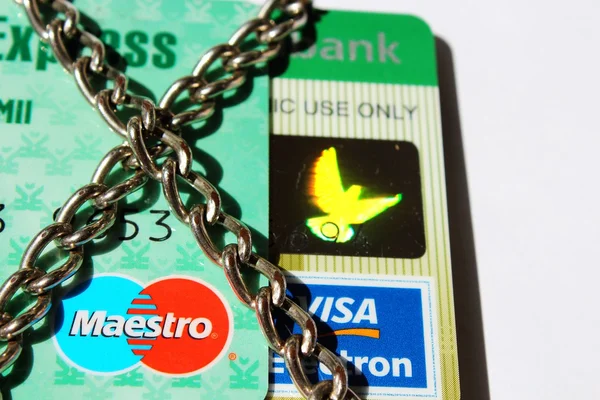 Idea di concetto di carte di credito bloccate — Foto Stock