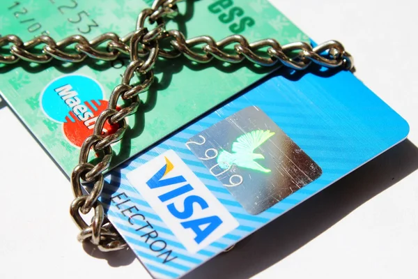 Idea di concetto di carte di credito bloccate — Foto Stock