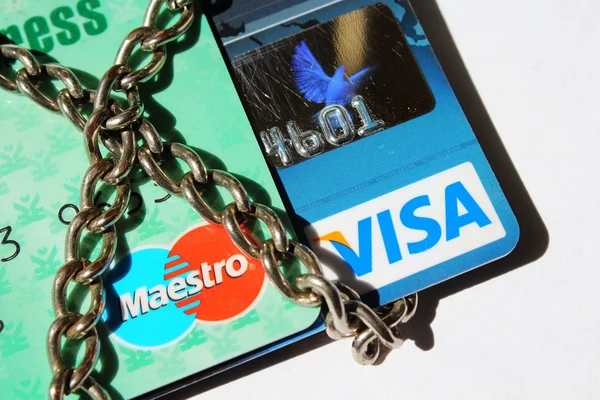 Idea di concetto di carte di credito bloccate — Foto Stock