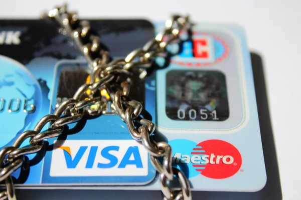 Idea di concetto di carte di credito bloccate — Foto Stock