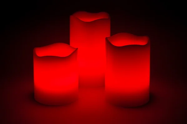 Tres velas led rojas —  Fotos de Stock