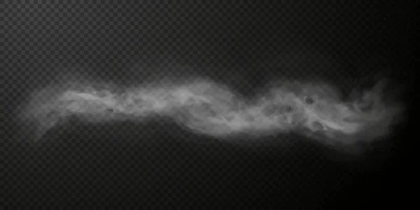 Vector Aislado Humo Png Textura Humo Blanco Sobre Fondo Negro — Vector de stock