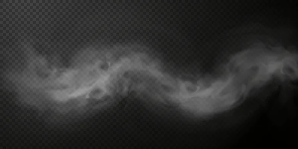 Vector Isolated Smoke Png White Smoke Texture Transparent Black Background — 图库矢量图片