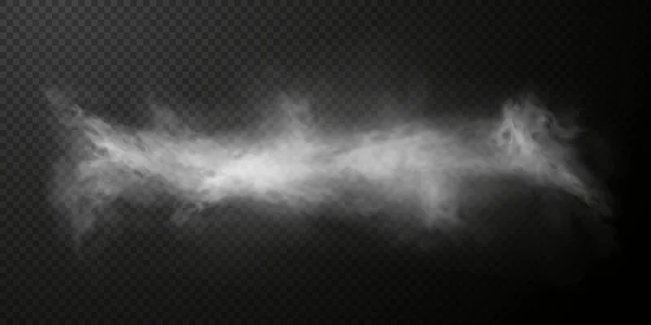 Vektor Elszigetelt Füst Png Fehér Füst Textúra Átlátszó Fekete Háttérrel — Stock Vector