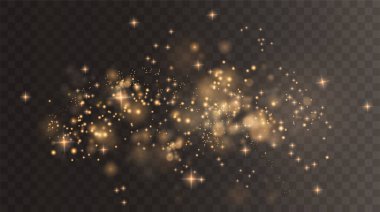 Bokeh ışıkları arka planı etkiler. Parlayan tozun Noel arkaplanının ışıldayan bokeh konfetisinin ve tasarımınız için kıvılcım dokunun Noel arkaplanı. Altın tozu PNG.