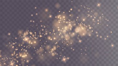 Bokeh ışıkları arka planı etkiler. Parlayan tozun Noel arkaplanının ışıldayan bokeh konfetisinin ve tasarımınız için kıvılcım dokunun Noel arkaplanı. Altın tozu PNG.
