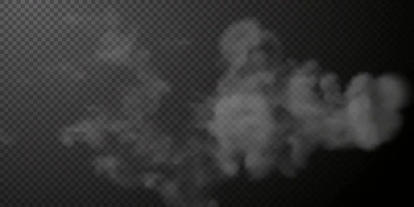 透明黒で隔離された白い煙のパフ — ストックベクタ