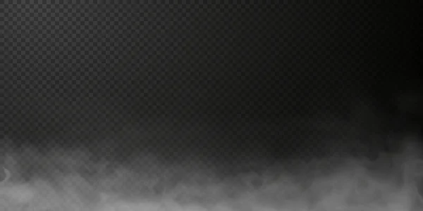 Bouffée de fumée blanche isolée sur noir transparent — Image vectorielle