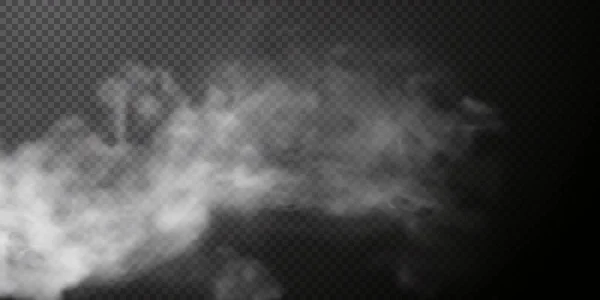 Soplo de humo blanco aislado en negro transparente — Vector de stock