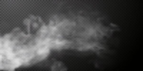 White smoke puff isolated on transparent black