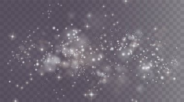 Bokeh ışıkları arka planı etkiler. Beyaz png toz ışığı. Parlayan tozun Noel arkaplanı. Parlayan ışık konfetileri ve dizaynınız için kıvılcım dokusu..
