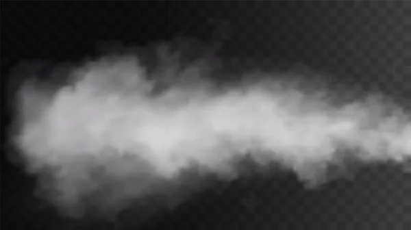 Vector Isolated Smoke Png White Smoke Texture Transparent Black Background — Vetor de Stock