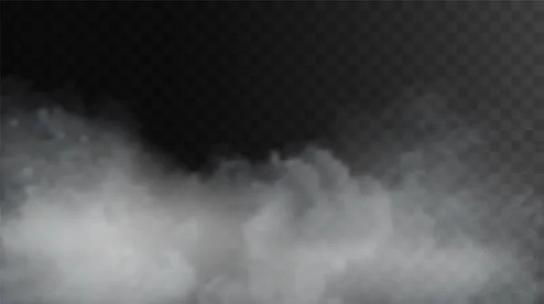 Vector Isolated Smoke Png White Smoke Texture Transparent Black Background — Stock vektor