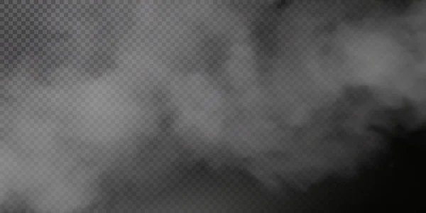 Vector Isolated Smoke Png White Smoke Texture Transparent Black Background —  Vetores de Stock