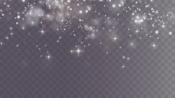 Bokeh ışıkları arka planı etkiler. Beyaz png toz ışığı. Parlayan tozun Noel arkaplanı. Parlayan ışık konfetileri ve dizaynınız için kıvılcım dokusu..