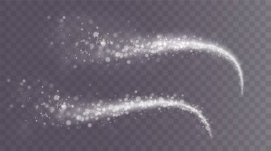 Bokeh ışıkları arka planı etkiler. Beyaz png toz ışığı. Parlayan tozun Noel arkaplanı. Parlayan ışık konfetileri ve dizaynınız için kıvılcım dokusu..