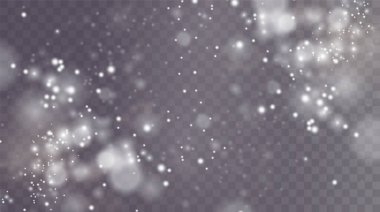 Bokeh ışıkları arka planı etkiler. Beyaz png toz ışığı. Parlayan tozun Noel arkaplanı. Parlayan ışık konfetileri ve dizaynınız için kıvılcım dokusu..