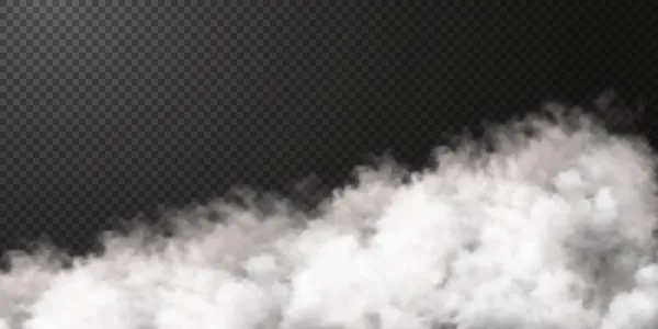 Beyaz duman bulutu şeffaf siyahta izole edildi — Stok Vektör