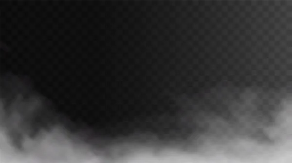 Vector Isolated Smoke Png White Smoke Texture Transparent Black Background — Vetor de Stock