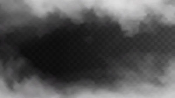 Vector Isolated Smoke Png White Smoke Texture Transparent Black Background — Wektor stockowy