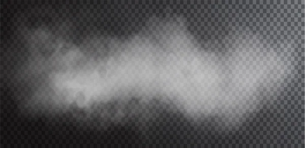 Beyaz duman bulutu şeffaf siyahta izole edildi — Stok Vektör