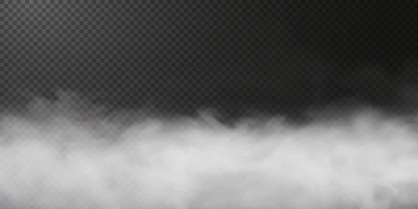 Bouffée de fumée blanche isolée sur noir transparent — Image vectorielle