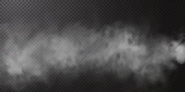 Soplo de humo blanco aislado en negro transparente — Archivo Imágenes Vectoriales