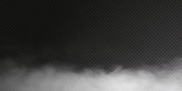 Soplo de humo blanco aislado en negro transparente — Archivo Imágenes Vectoriales