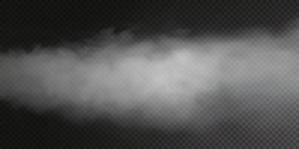 Sopro de fumo branco isolado em preto transparente — Vetor de Stock