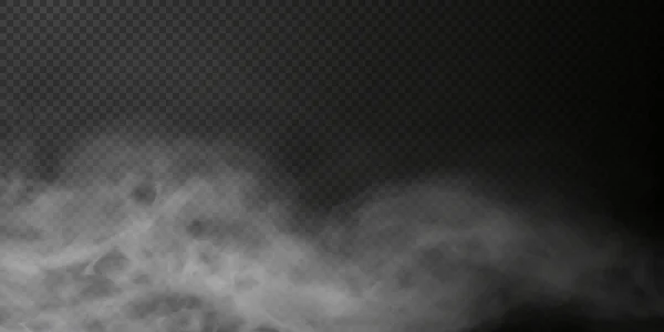 Soplo de humo blanco aislado en negro transparente — Vector de stock