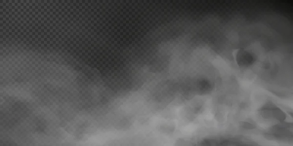 Soplo de humo blanco aislado en negro transparente — Vector de stock